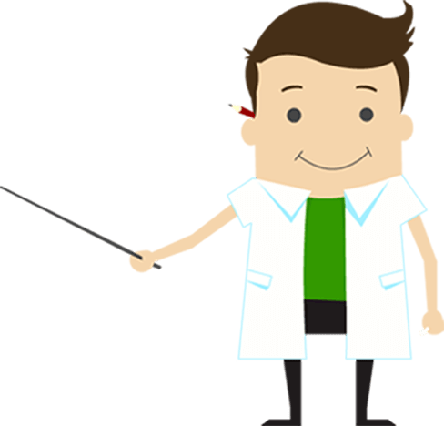 Illustration of scientist holding stick